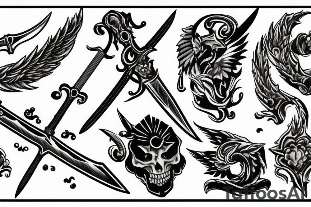 Sword on fire tattoo idea
