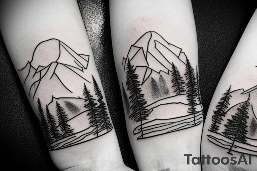 Snow capped Mountains and trees sketched, not abstract tattoo idea Snow capped Mountains and trees sketched, not abstract tattoo idea