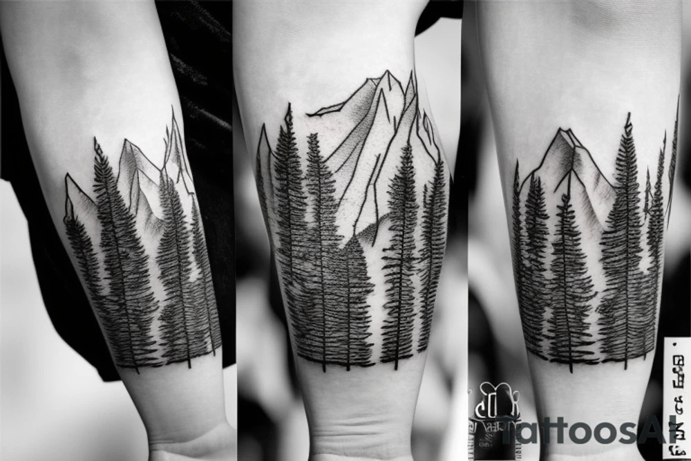 Snow capped Mountains and trees sketched, not abstract tattoo idea Snow capped Mountains and trees sketched, not abstract tattoo idea
