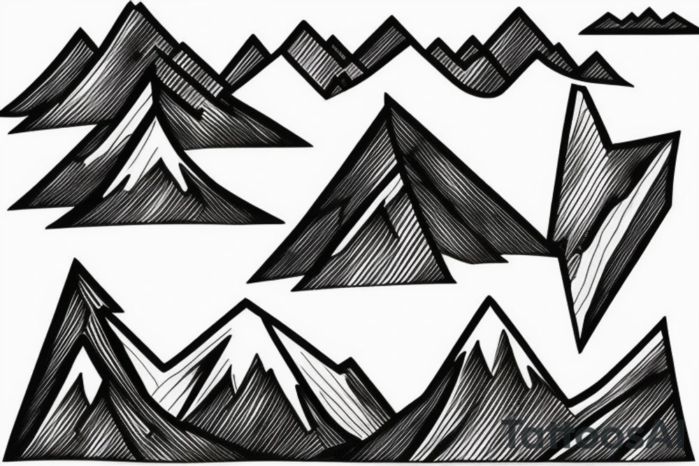 Snow capped Mountains and trees sketched, not abstract, small tattoo idea Snow capped Mountains and trees sketched, not abstract, small tattoo idea