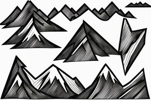 Snow capped Mountains and trees sketched, not abstract, small tattoo idea