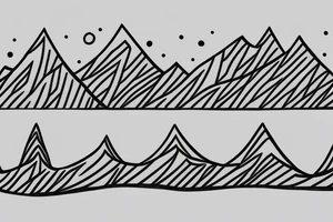 Snow capped Mountains and trees sketched, not abstract, small tattoo idea