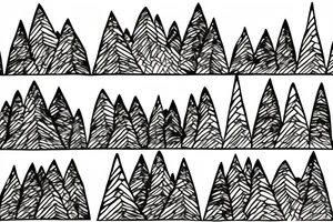 Line drawing of Snow capped Mountains and pine trees, not abstract, small. Make the mountains bigger than the treees tattoo idea