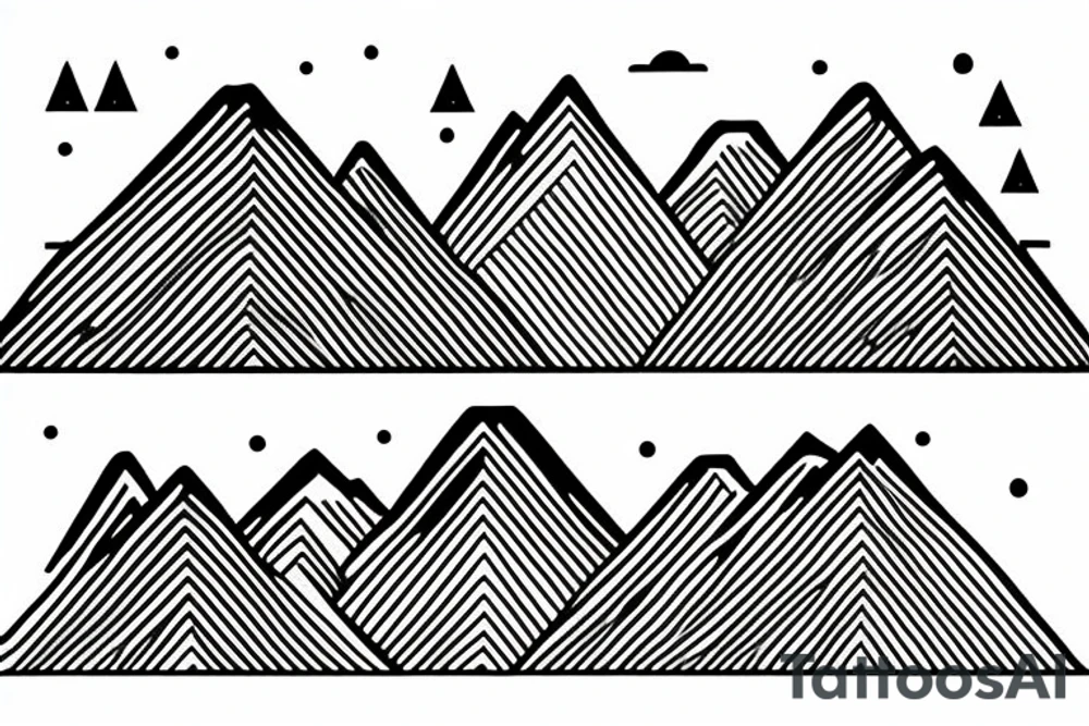 Line drawing of 3 snow capped mountains. Simplistic and small tattoo idea