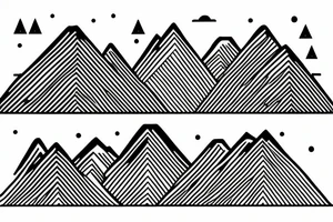 Line drawing of 3 snow capped mountains. Simplistic and small tattoo idea