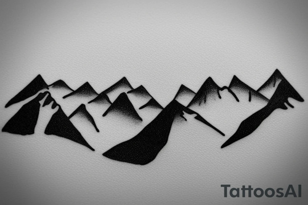 Line drawing of 3 snow capped mountains. Simplistic and small tattoo idea