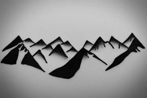Line drawing of 3 snow capped mountains. Simplistic and small tattoo idea