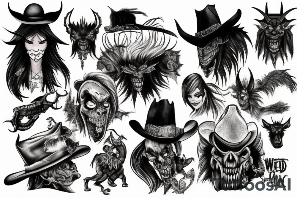 Wild west demon tattoo idea