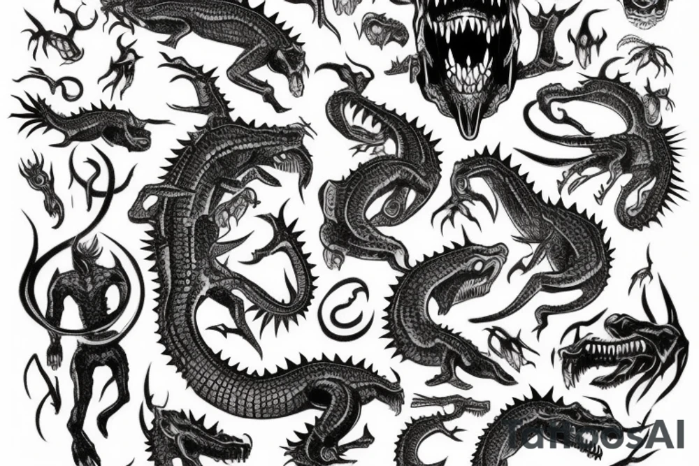 One tatto crocodile demon tattoo idea