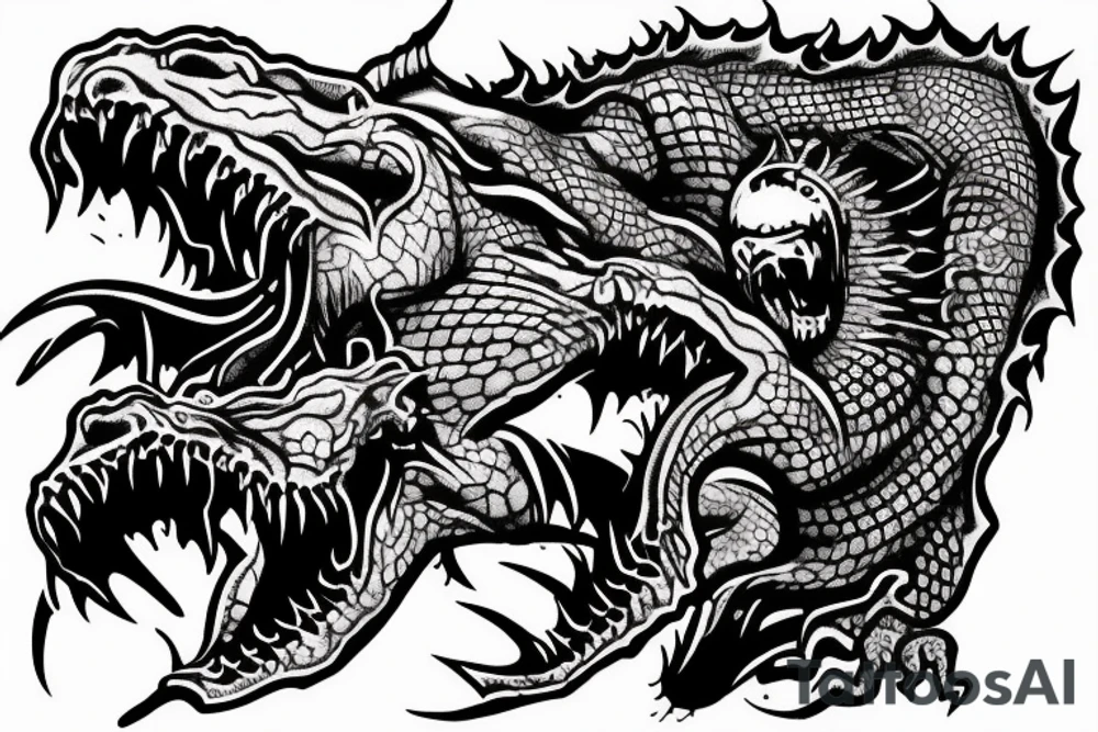 One tatto crocodile demon tattoo idea