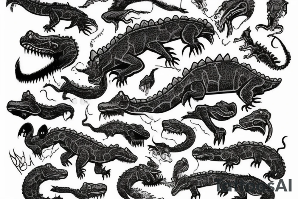 One tatto crocodile demon tattoo idea