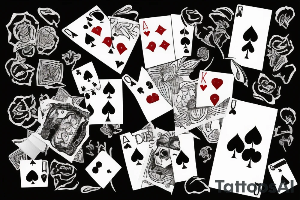 Pokerkarten mit Totenkopf tattoo idea