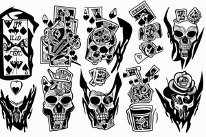 Pokerkarten mit Totenkopf tattoo idea