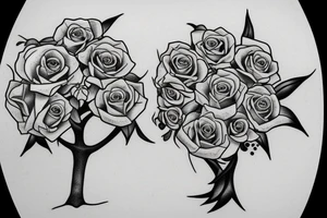 FAMILY TREE WITH ROSES AND CLOUDS tattoo idea
