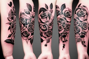 FAMILY TREE WITH ROSES AND CLOUDS tattoo idea