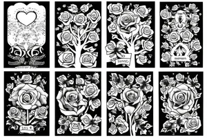 FAMILY TREE WITH ROSES AND CLOUDS tattoo idea