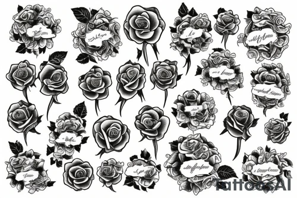 FAMILY TREE WITH ROSES AND CLOUDS tattoo idea