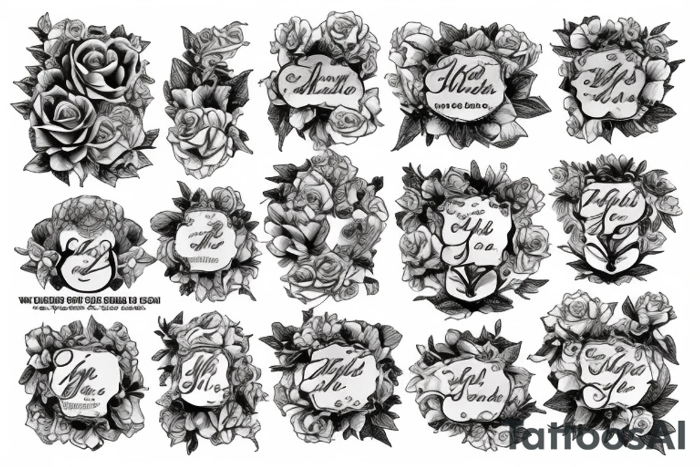 FAMILY TREE WITH ROSES AND CLOUDS tattoo idea