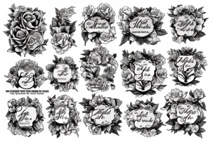 FAMILY TREE WITH ROSES AND CLOUDS tattoo idea