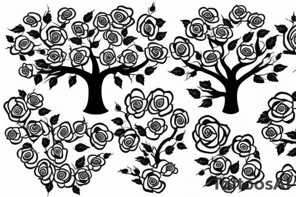 FAMILY TREE WITH ROSES AND CLOUDS tattoo idea