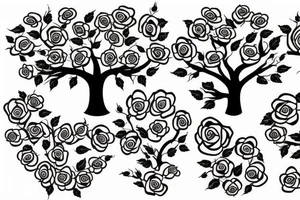 FAMILY TREE WITH ROSES AND CLOUDS tattoo idea