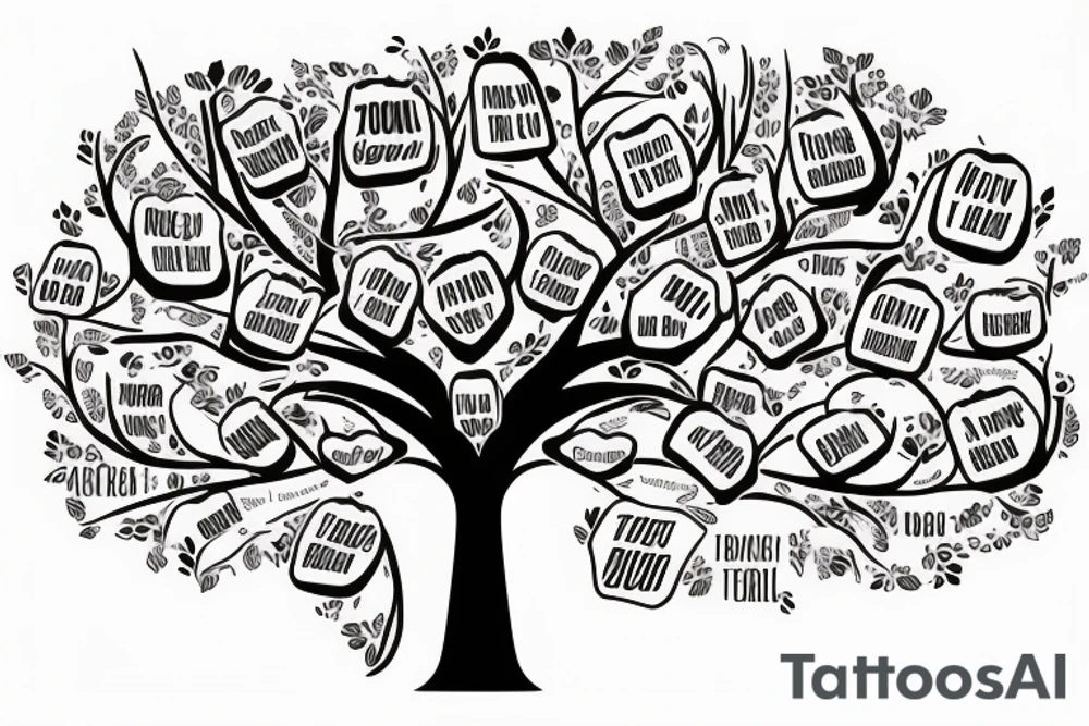 FAMILY TREE WITH NAMES tattoo idea