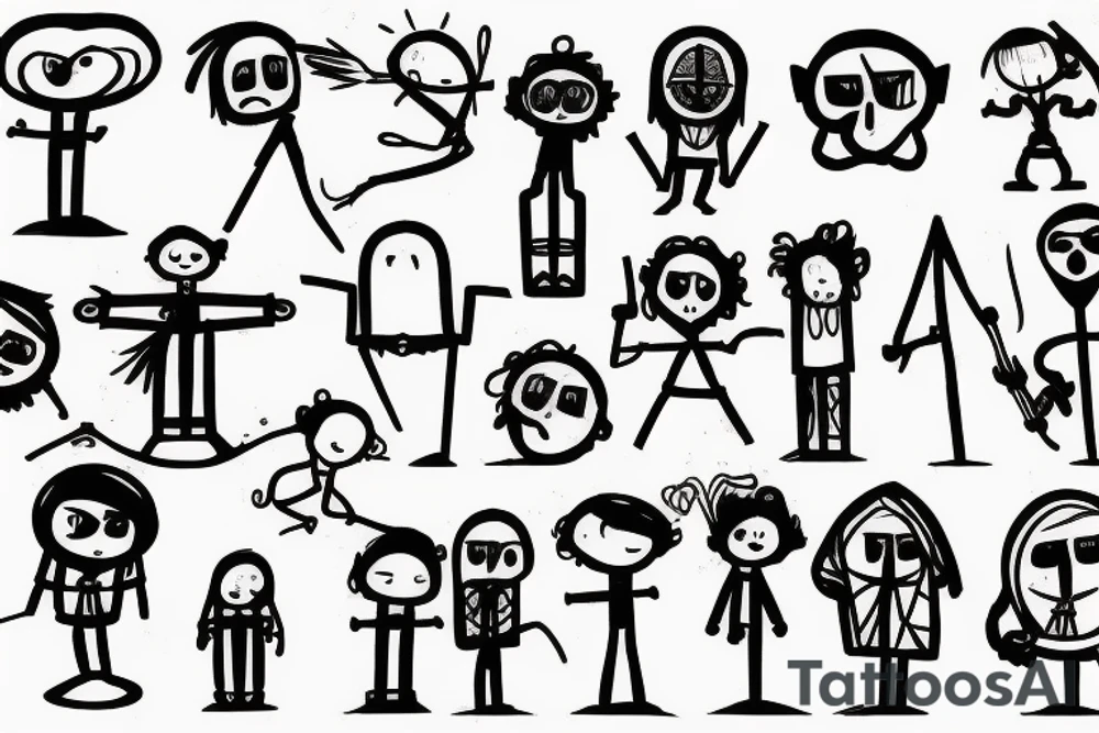 Stick man family tattoo idea