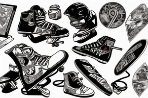 skater doing a kickflip tattoo idea