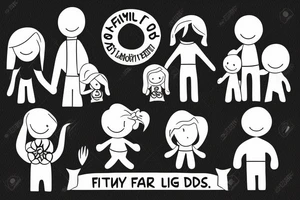 Family with a dad, mum, little girl and a little boy tattoo idea
