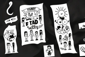 Family with a dad, mum, little girl and a little boy tattoo idea