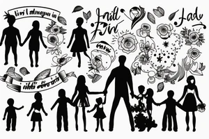 Family with a dad, mum, little girl and a little boy tattoo idea