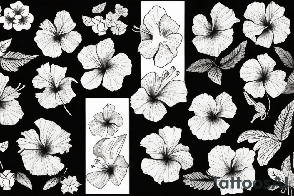 hibiscus flower soft tattoo idea