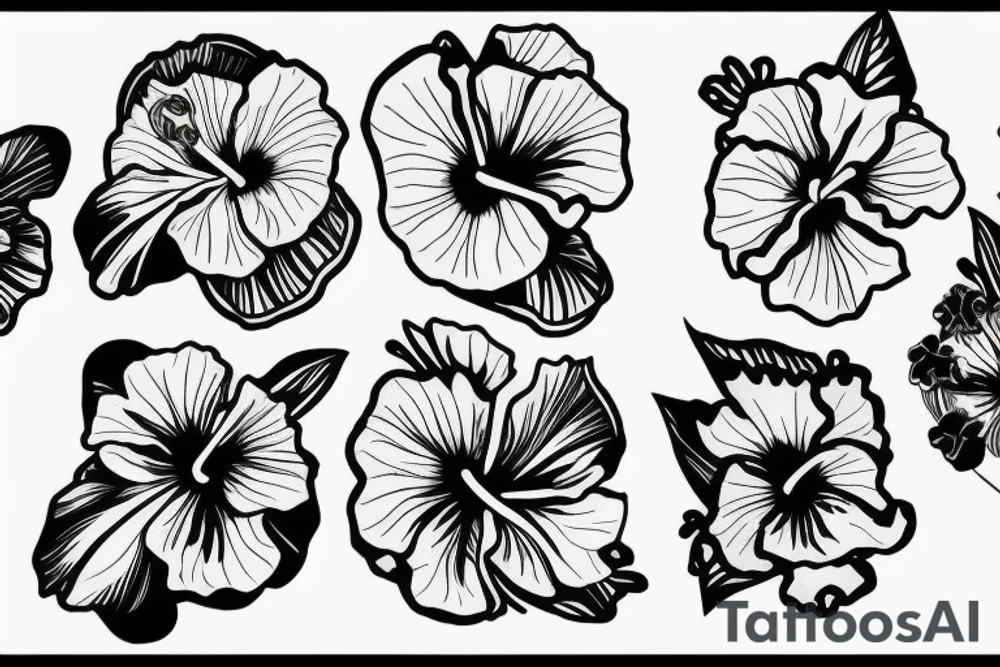 hibiscus flower soft tattoo idea