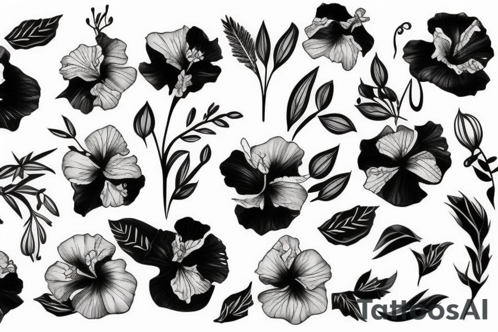 hibiscus flower soft tattoo idea