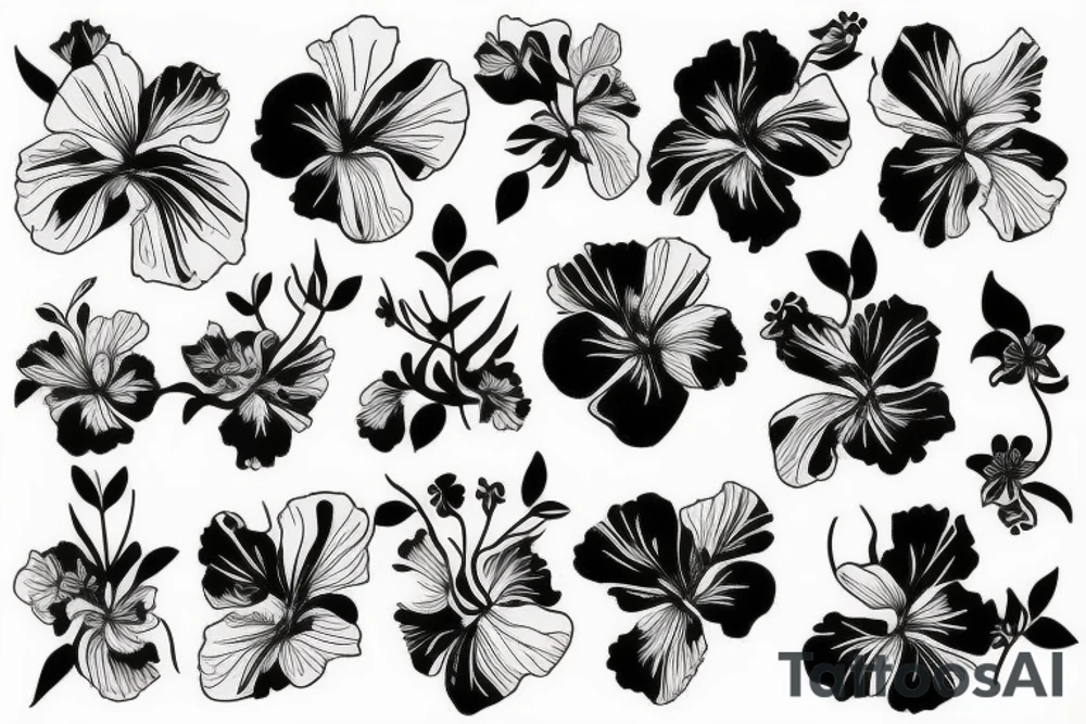 hibiscus flower soft tattoo idea