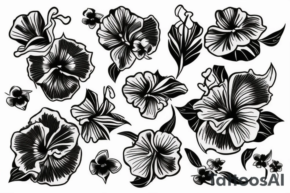 hibiscus flower soft tattoo idea