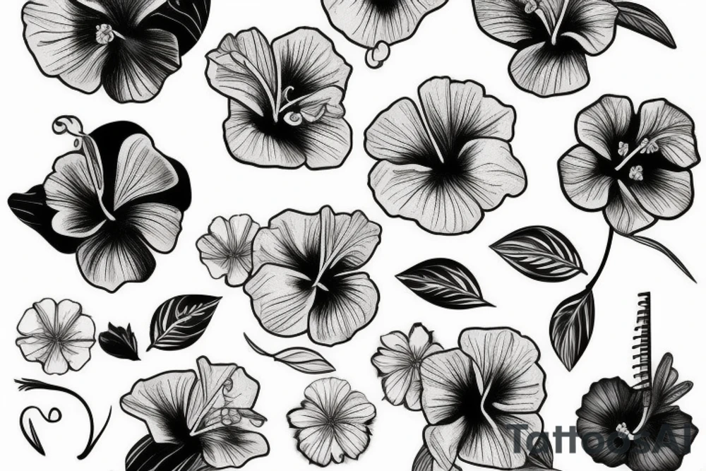 hibiscus flower soft tattoo idea