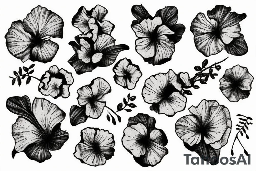 hibiscus flower soft tattoo idea