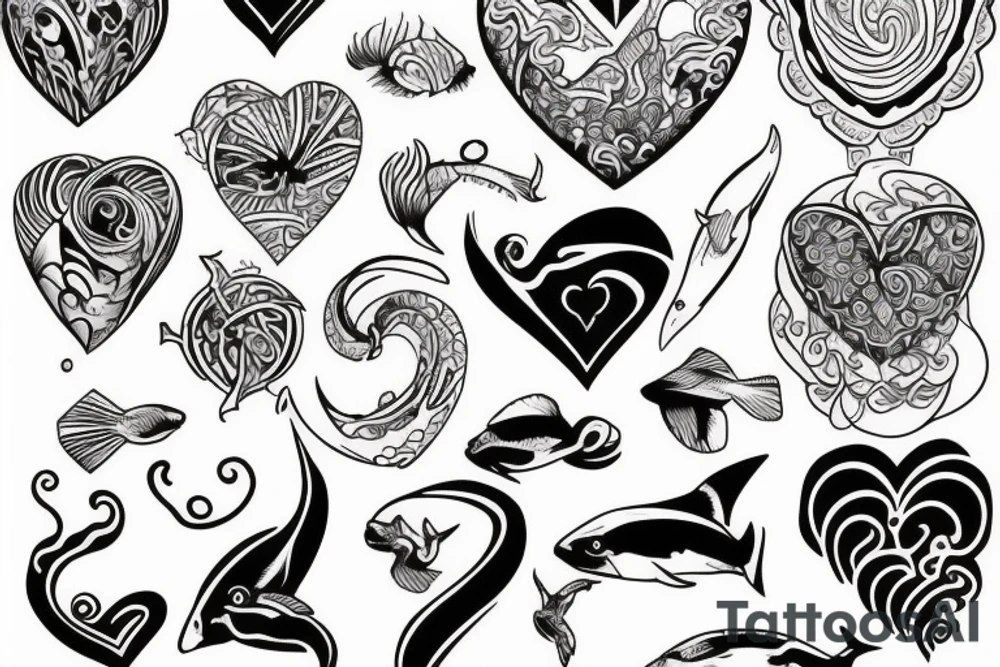 Ocean heart tattoo idea