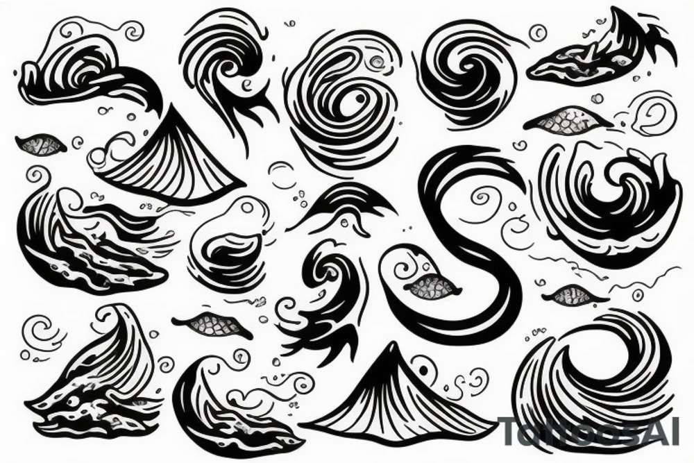 Ocean small wave tattoo idea