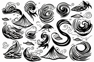 Ocean small wave tattoo idea