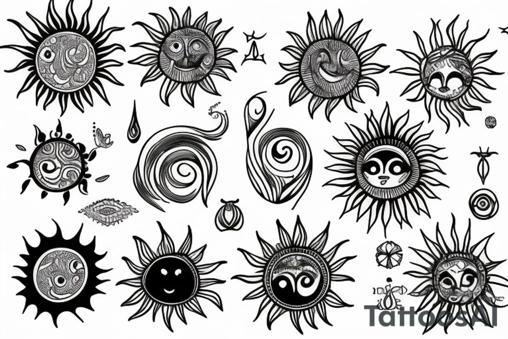 Small sun feminine tattoo idea