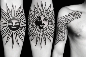 Small sun light rays tattoo idea