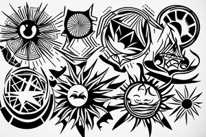 Small sun light rays tattoo idea