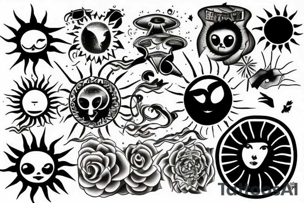 Small sun light rays tattoo idea