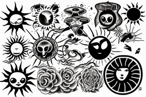 Small sun light rays tattoo idea