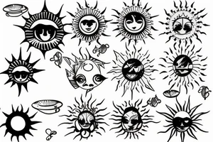 Small sun light rays tattoo idea