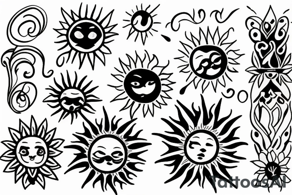 Small sun delicate tattoo idea