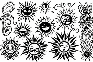 Small sun delicate tattoo idea
