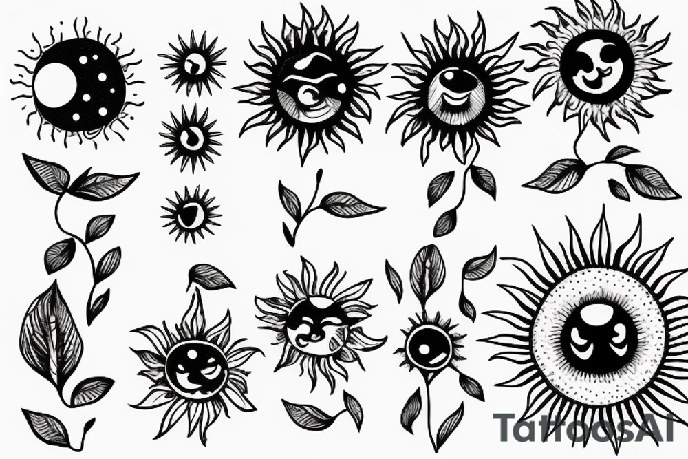 Small sun delicate tattoo idea